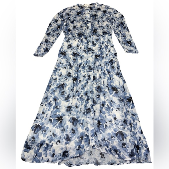 Bella Dahl Dresses & Skirts - Bella Dahl Blue Watercolor Floral Midi Dress | Flowy Romantic | Size M